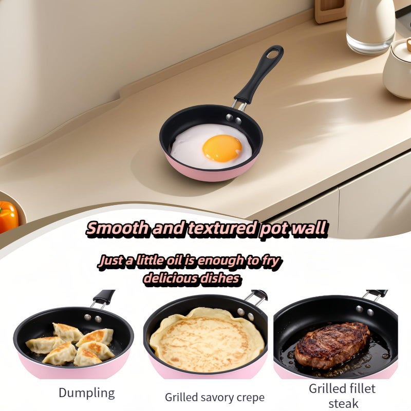 FANBODTA 4.7inch Mini Non-Tick Egg Pan - 5-Layer Coating, Dishwasher Safe, Gas/Induction Compatible Small Frying Pan for Omelet, Pancake, Oven & Dishwasher Safe - Perfect for Camping & RV (Pink) - Image 3