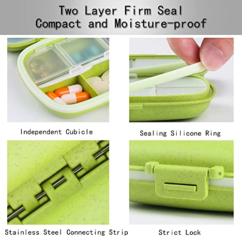 Qeedy 4 Pack Travel Pill Organizer, 8 Compartments Small Pill Box, Portable Daily Pill Case for Medicine, Vitamin, Supplement Storage, Compact Pill Container for Pocket, Purse, Travel, Office, Home Use - Image 4