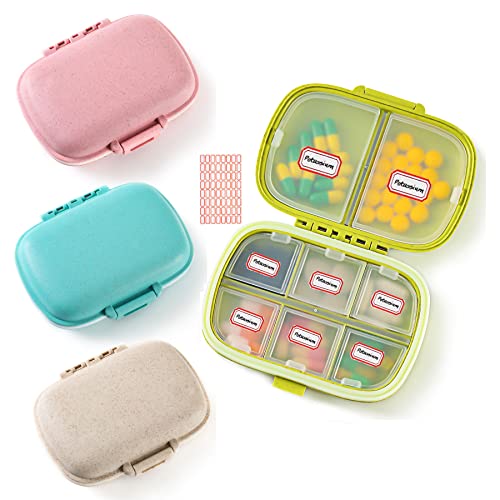 Qeedy 4 Pack Travel Pill Organizer, 8 Compartments Small Pill Box, Portable Daily Pill Case for Medicine, Vitamin, Supplement Storage, Compact Pill Container for Pocket, Purse, Travel, Office, Home Use - Image 1