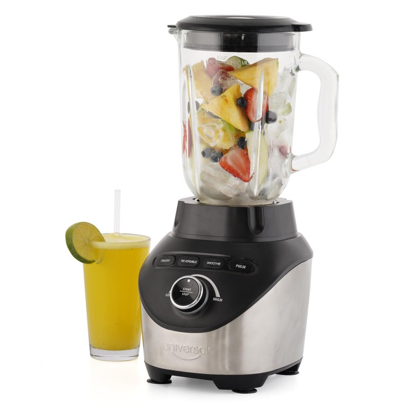 Universal 1500 Peak Watt Turbo Elite Max Blender 71oz 9cup 21 Liter Glass Pitcher 3 Speed Settings with Powerful 6 Stainless Steel Blades Premium Blender for Smoothies Domestic Use