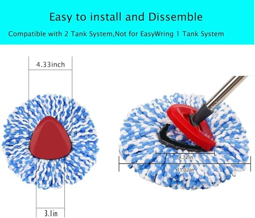 YWSHF Spin Mop Replacement Heads Compatible with RinseClean 2 Tank Mop System,Microfiber Mop Refill Heads for Cleaning All Hard-surfaced Floor - Image 5