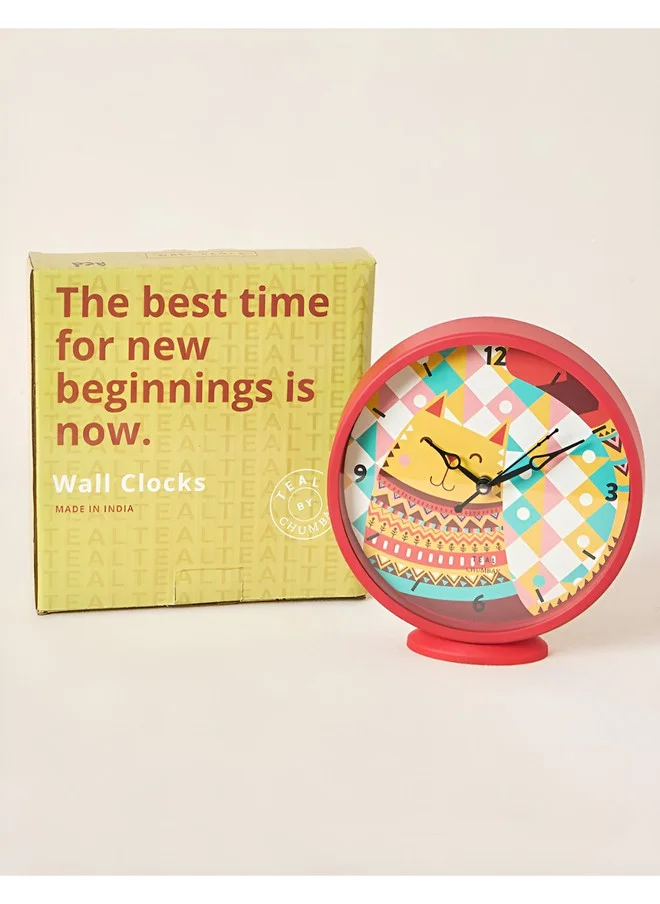 Chumbak Teal by Chumbak |Aztec Cats Table and Wall clock