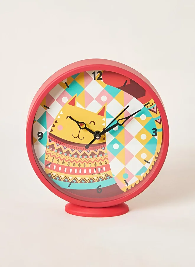 Chumbak Teal by Chumbak |Aztec Cats Table and Wall clock