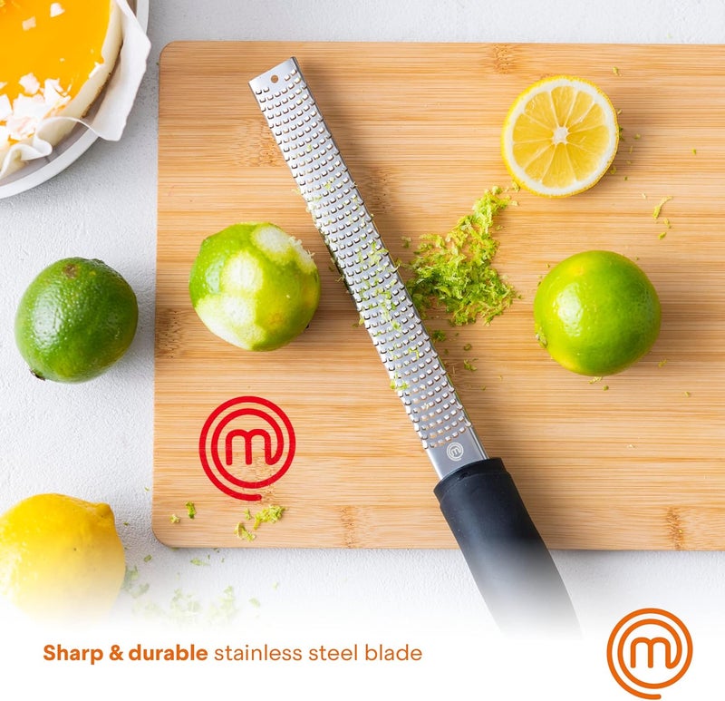 Master Chef Lemon Zester Grater with Handle, Kitchen Tool for Zesting Citrus Fruits & Finely Grating Parmesan Cheese, Garlic, Ginger, Coconut, Nutmeg, Wasabi, Chocolate etc, Stainless Steel, 12 inches - Image 4