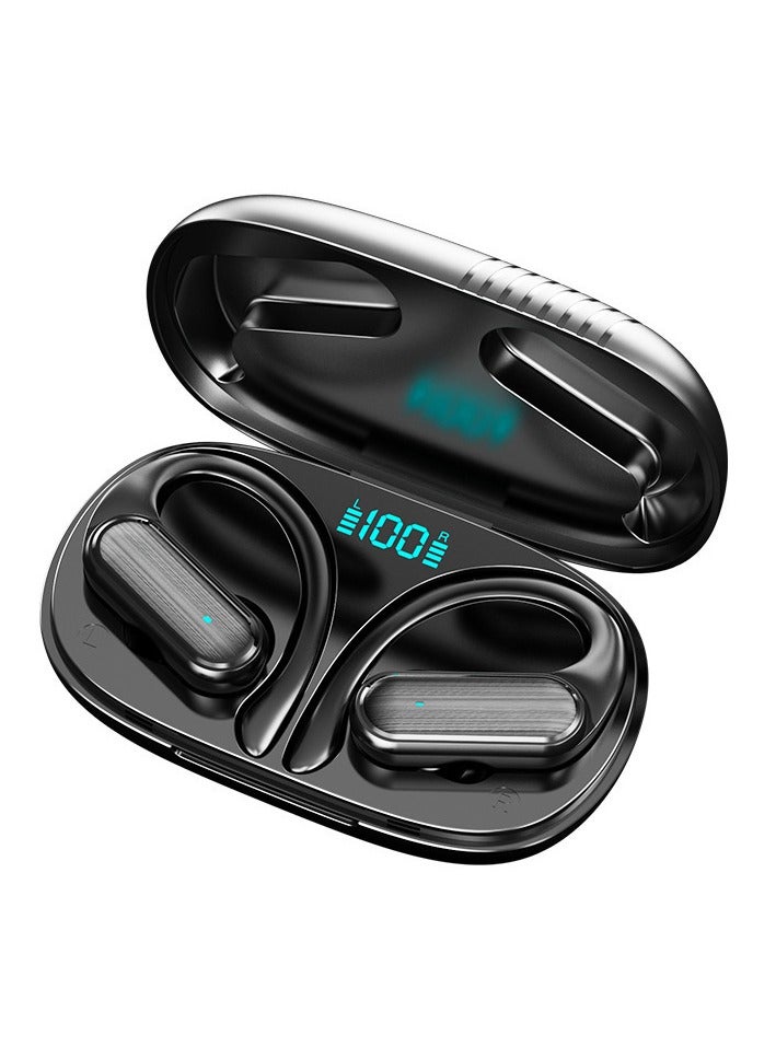 Wireless Bluetooth Headset Hanging Ear -Shaped Dual -Ear Wireless Earplugs Bluetooth 5.3 Headset Is Suitable For Sports Running Gym Sports Games And Other Noise, Water, Waterproof Light, Mini Bluetooth Earbuds Black Headset  - Image 1