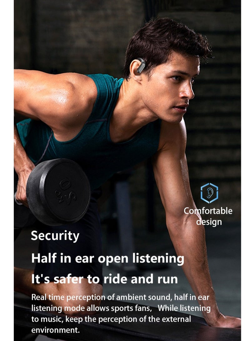 Wireless Bluetooth Headset Hanging Ear -Shaped Dual -Ear Wireless Earplugs Bluetooth 5.3 Headset Is Suitable For Sports Running Gym Sports Games And Other Noise, Water, Waterproof Light, Mini Bluetooth Earbuds Black Headset  - Image 4