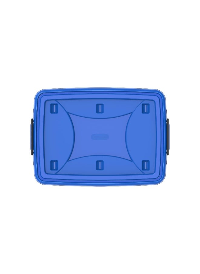 Cosmoplast - 132L Clear Plastic Storage Box With Wheels & Lockable Lid (Blue) - Image 1