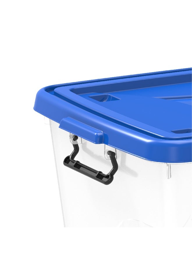 Cosmoplast 132L Clear Plastic Storage Box With Wheels & Lockable Lid (Blue)  - Image 5