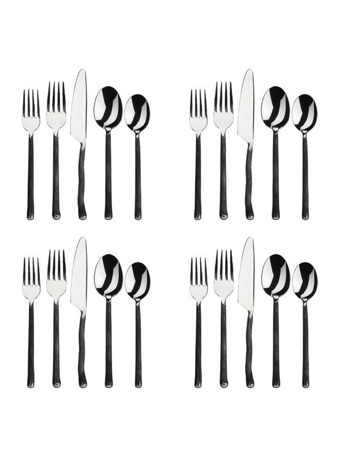 Gourmet Settings 20-Piece Silverware Montana Collection-Matte/Polished Stainless Steel Flatware Sets-Service for 4 Kitchen Cutlery Utensils Knife/Fork/Spoons, Black - Image 1