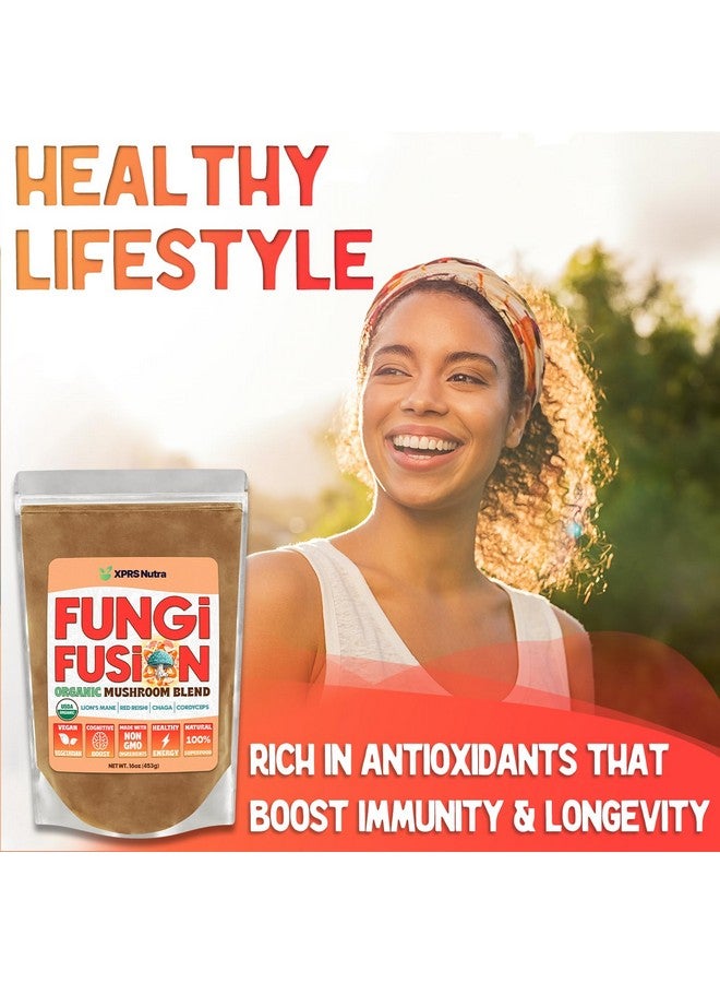 XPRS Nutra Fungi Fusion Organic Mushroom Powder Blend, Premium Blend of Lion's Mane, Reishi, Chaga, Cordyceps for Mental Clarity, Cognition, Energy and Immunity - 8 Ounce - Image 2