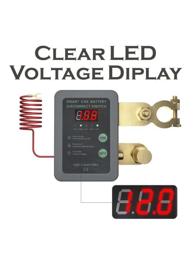 Grey 12V Battery Cut Off Switch Remote Control with LED Voltage Display Anti Theft for Vehicle Caravan ATV Truck Boat - Image 3