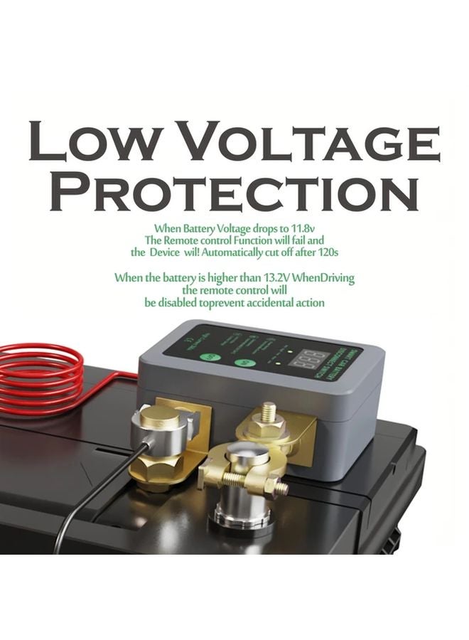 Grey 12V Battery Cut Off Switch Remote Control with LED Voltage Display Anti Theft for Vehicle Caravan ATV Truck Boat - Image 5