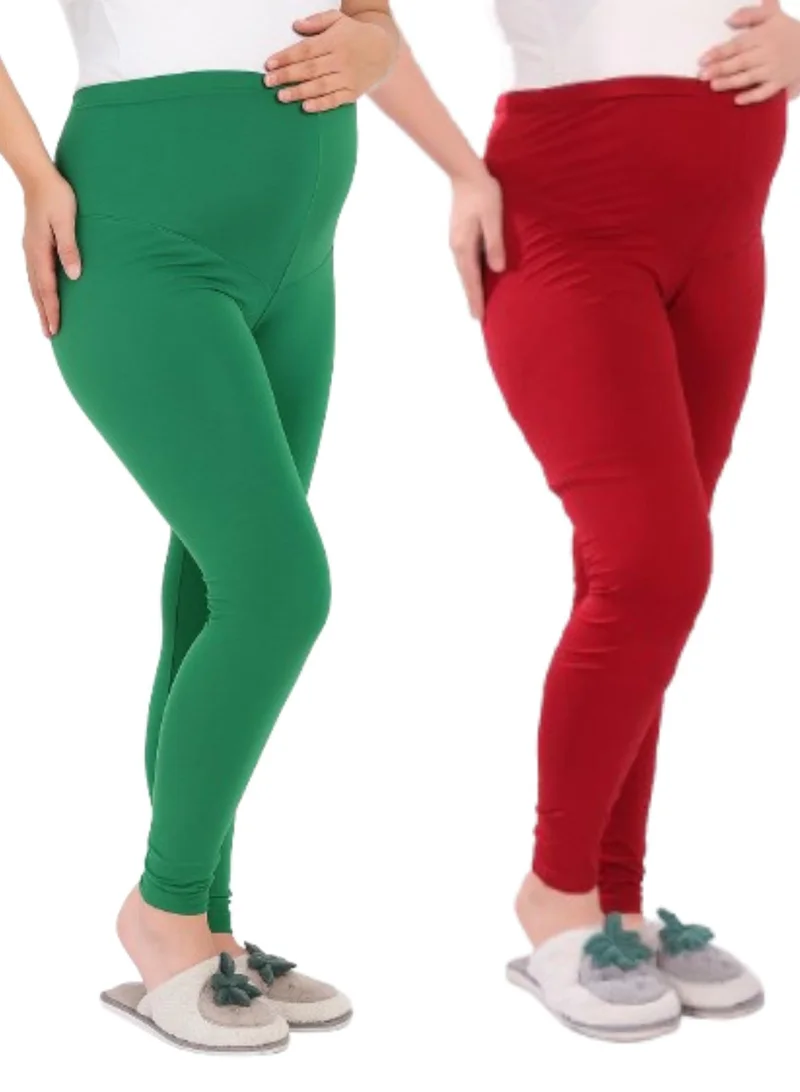 TUMMY Pack of 2 Soft Stretchable High-Waisted Maternity Workout Leggings for Women
