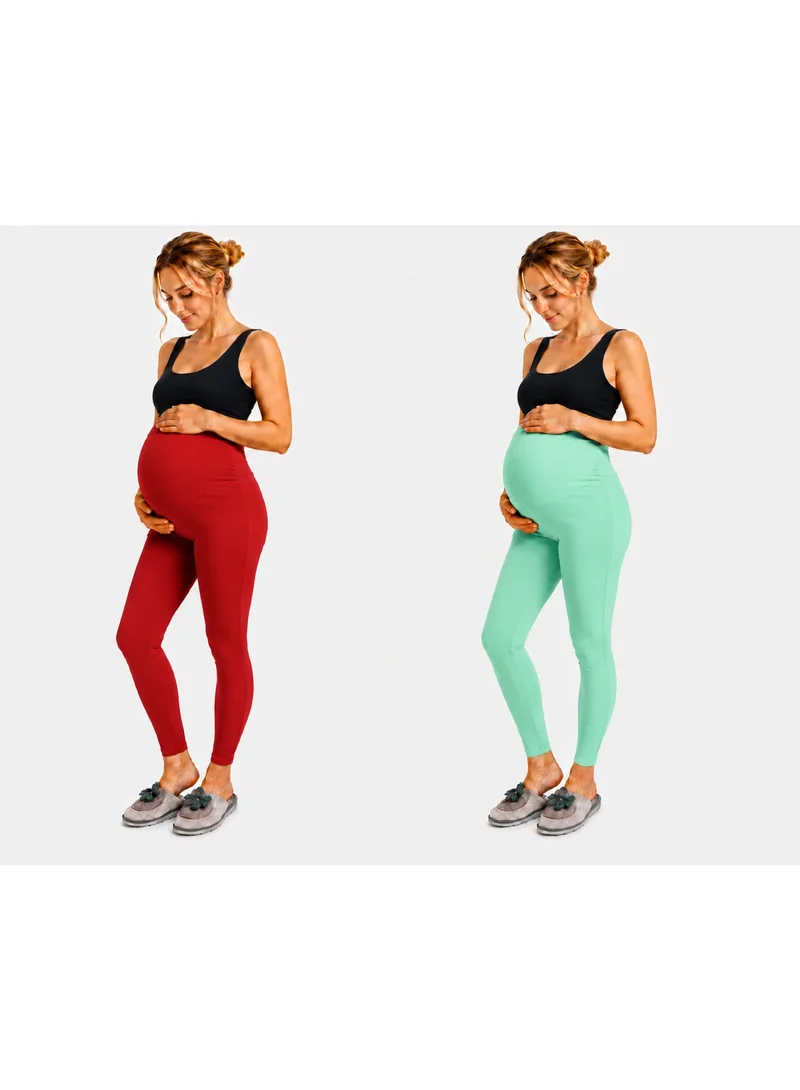 TUMMY Pack of 2 Soft Stretchable High-Waisted Maternity Workout Leggings for Women