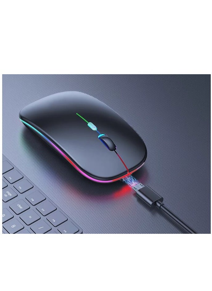 Generic - HP Wireless Mouse - Bluetooth w10, Dual Mode LED Rechargeable Mouse (Bluetooth 5.2 & USB Receiver) Portable Silent Mouse, for Laptop/Desktop/Tablet with Mouse Pad 30*25 - Image 1
