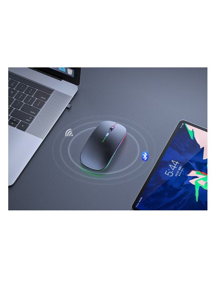 Generic - HP Wireless Mouse - Bluetooth w10, Dual Mode LED Rechargeable Mouse (Bluetooth 5.2 & USB Receiver) Portable Silent Mouse, for Laptop/Desktop/Tablet with Mouse Pad 30*25 - Image 1