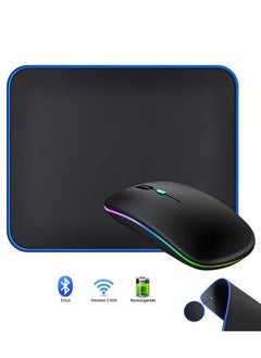 HP Wireless Mouse - Bluetooth w10, Dual Mode LED Rechargeable Mouse (Bluetooth 5.2 & USB Receiver) Portable Silent Mouse, for Laptop/Desktop/Tablet with Mouse Pad 30*25