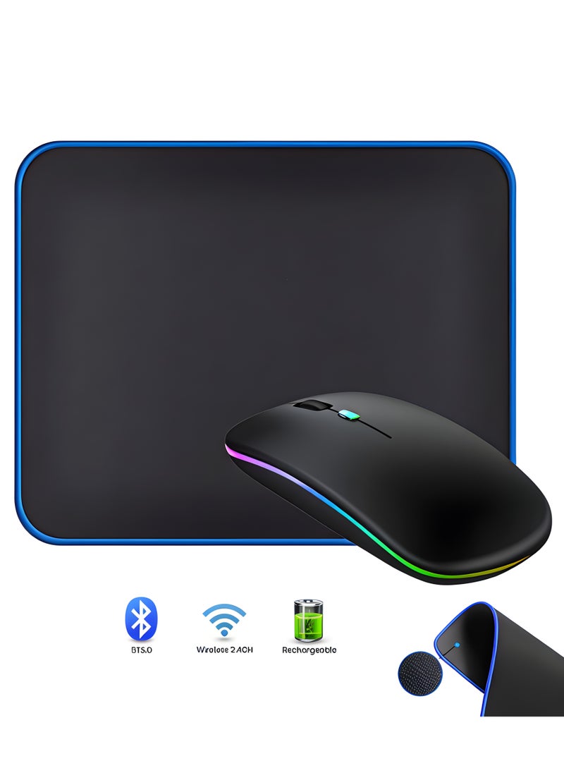 Generic - HP Wireless Mouse - Bluetooth w10, Dual Mode LED Rechargeable Mouse (Bluetooth 5.2 & USB Receiver) Portable Silent Mouse, for Laptop/Desktop/Tablet with Mouse Pad 30*25 - Image 1