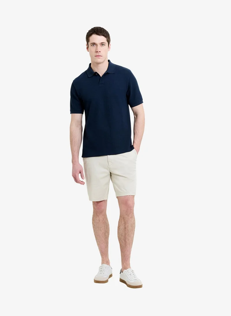 فرنش كونكشن Men's Navy Smart Concealled Placket Polo T-Shirt