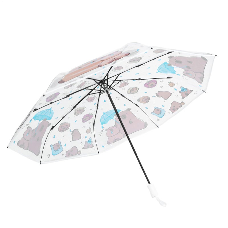 Kids Clear Bubble Umbrella Windproof Reinforced Fiberglass Frame Pinch Proof Safety Runner - Image 2