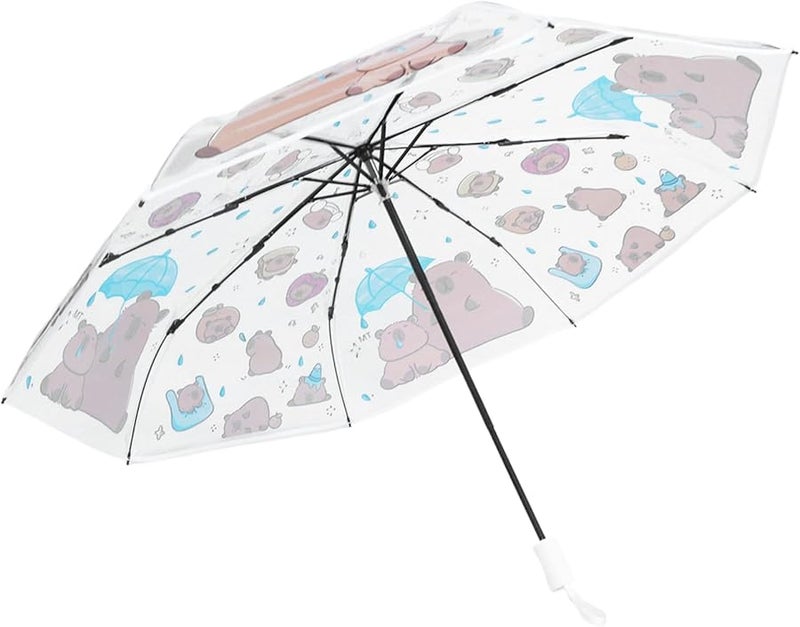 Kids Clear Bubble Umbrella Windproof Reinforced Fiberglass Frame Pinch Proof Safety Runner - Image 1