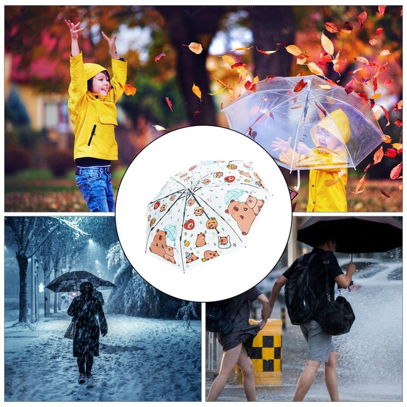 Kids Clear Bubble Umbrella Windproof Reinforced Fiberglass Frame Pinch Proof Safety Runner - Image 5