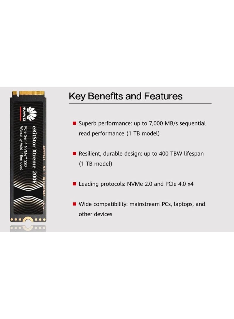 Huawei eKit ⚡ Huawei 1TB SSD M.2 NVMe  eKitStor Xtreme 200E PCIe 4.0 NVMe M.2 SSD// 1TB SSD NVME M.2 ekit - Image 3