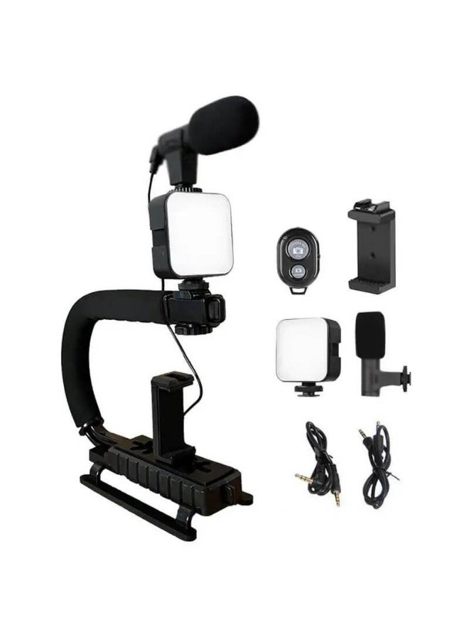AY-49U C Type Portable Vlog Kit - LED Light Microphone Camera Bracket, Bluetooth Remote - Smartphone Video Making Kit - Perfect For Vloggers, Podcasts, Live Streaming, Youtube, Teaching And more  - Image 2