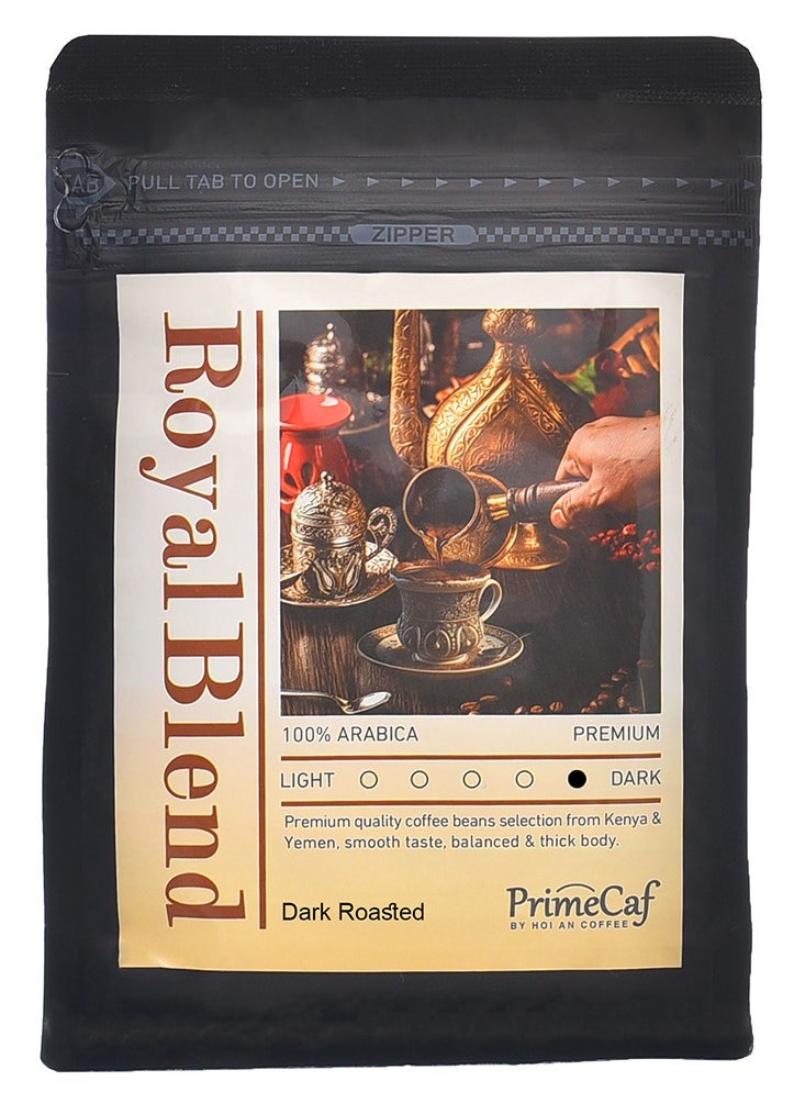 PrimeCaf Royal Blend Turkish Coffee 100% Arabica, Dark Roasted ,with cardamom, 250gm  - Image 1