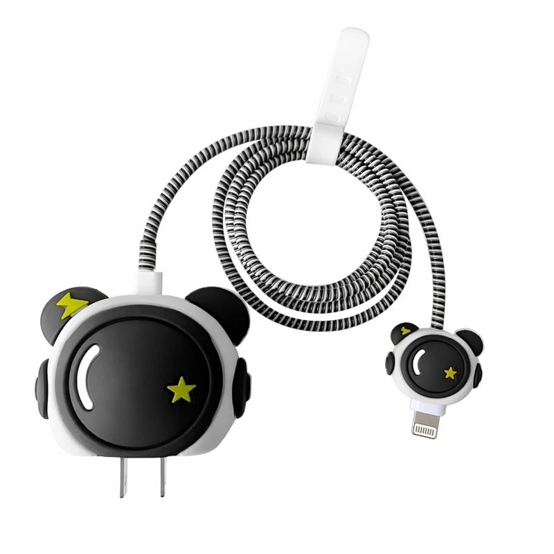 SKYCELL Charger Case Cover with Full Cable Protector 3D Cute Pattern Compatible for iPhone Charger Only 18W & 20W iPhone 16,iPhone 13,iPhone 15,iPhone 14 (Matt Black Astronaut) - Image 1