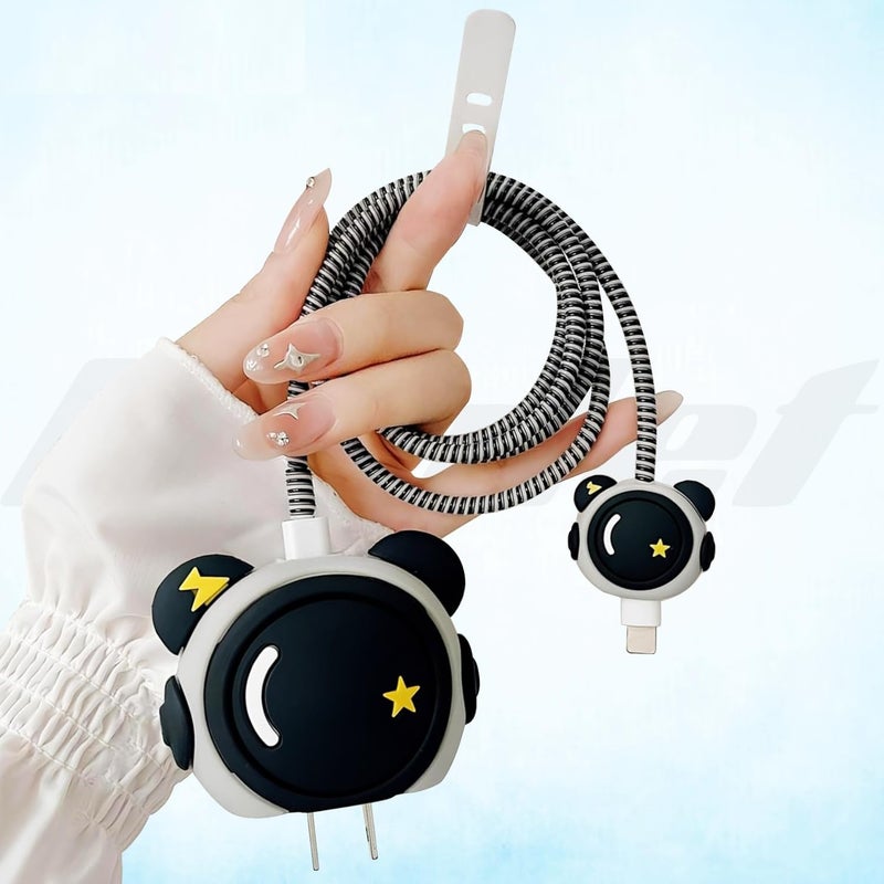 SKYCELL Charger Case Cover with Full Cable Protector 3D Cute Pattern Compatible for iPhone Charger Only 18W & 20W iPhone 16,iPhone 13,iPhone 15,iPhone 14 (Matt Black Astronaut) - Image 3