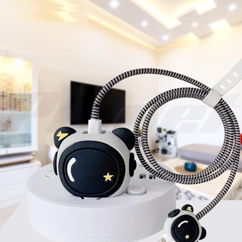 SKYCELL Charger Case Cover with Full Cable Protector 3D Cute Pattern Compatible for iPhone Charger Only 18W & 20W iPhone 16,iPhone 13,iPhone 15,iPhone 14 (Matt Black Astronaut) - Image 2