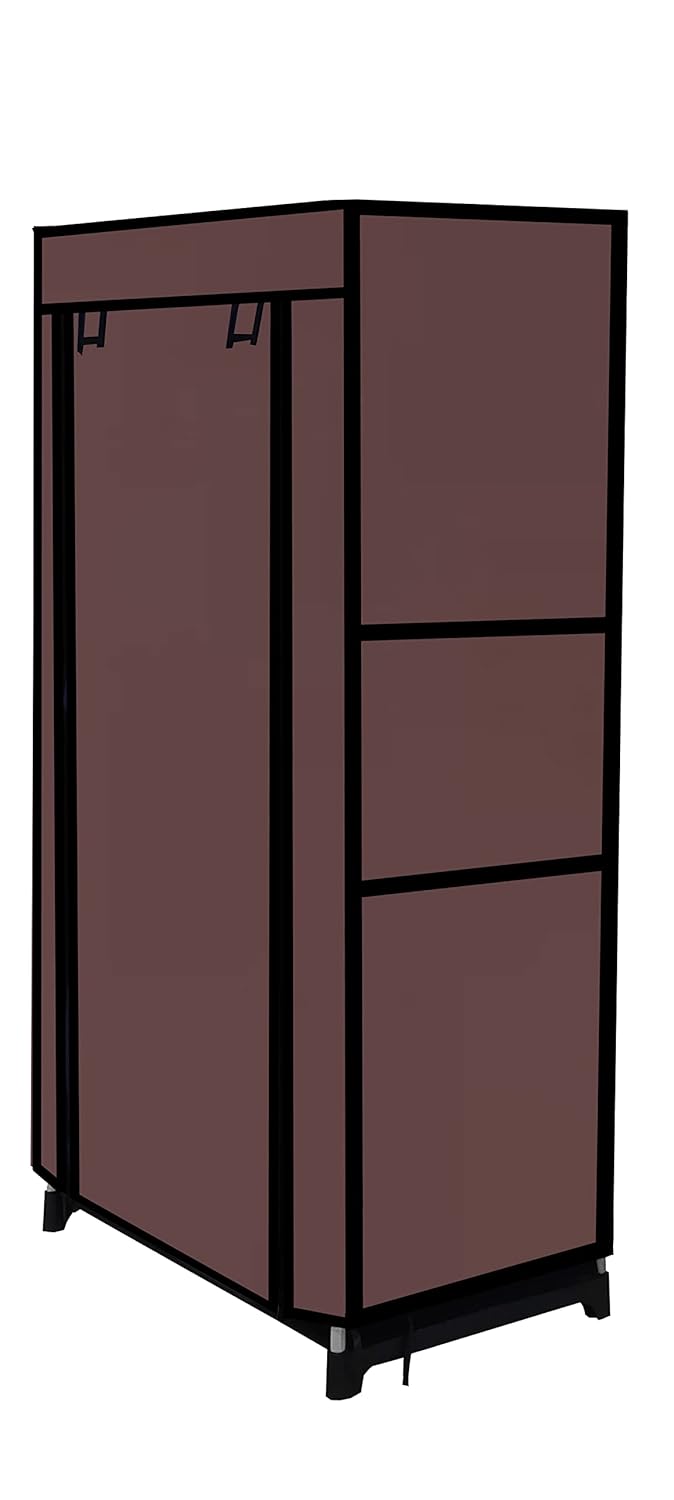SANAMSTORE Multi Utility 6 Layer Shelf Collapsible Metal Pipes with NonWoven 100GSM Fabric Cover for ShoeClothToyBooks Rack Brown Metal - Image 3