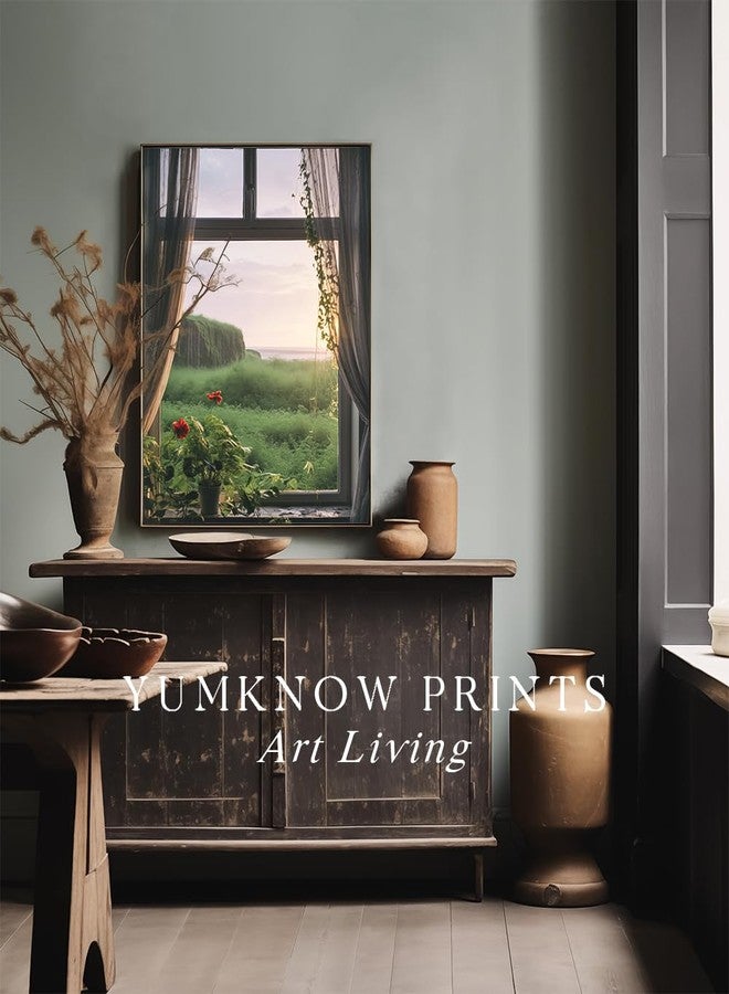YUMKNOW Rolled Canvas 24x36 Print Wall Decor - Windows View to Nature Wall Art - Decoration Bedroom, Living Room, Office - Serene Floral Grassland Seaside Beachfront Sea Ocean - Spring Summer Coastal Seashore - Image 5