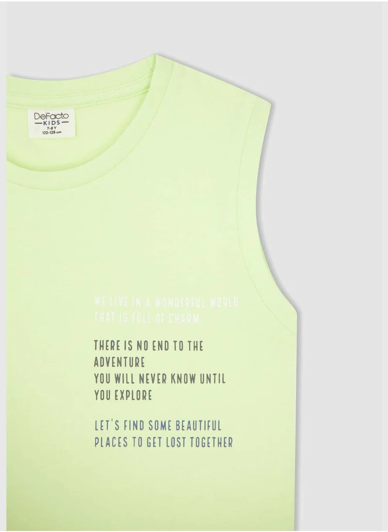 DeFacto Regular Fit Sleeveless Slogan Print Vest