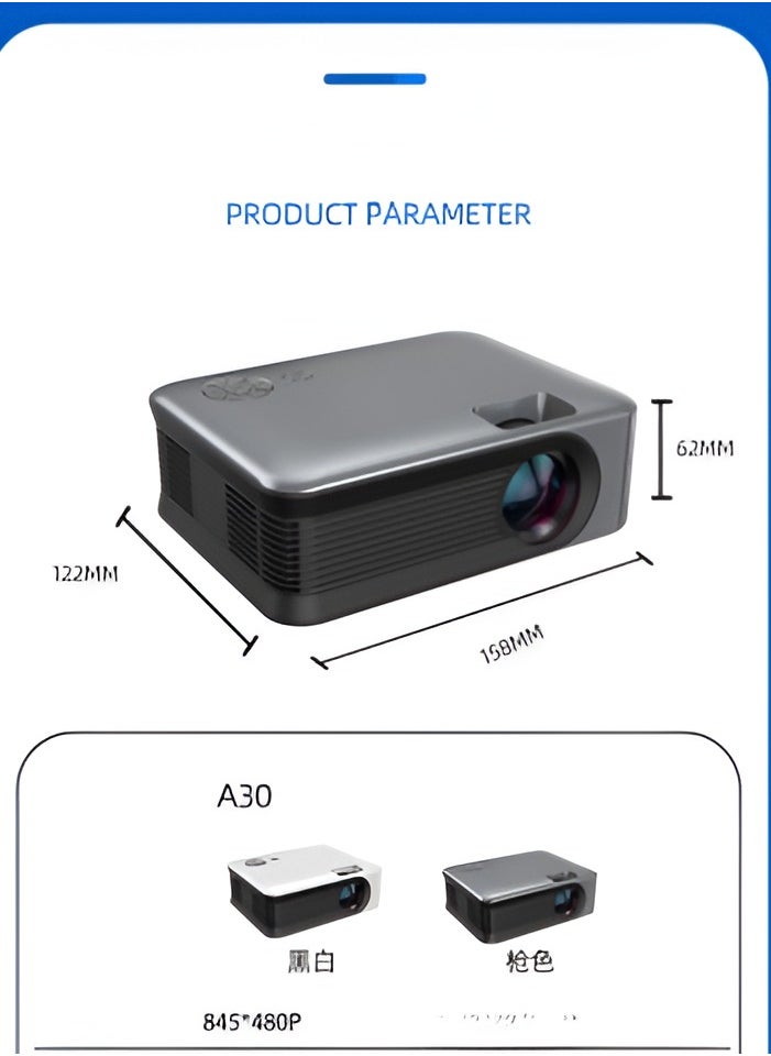 AROAQ - 1080p high-definition projector, durable Portable Mini Projector, wireless same-screen video projector for home and office, Same screen model [Mobile phone with same screen without battery] - Image 1