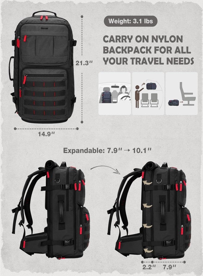 جونيكس حقيبة ظهر للسفر من غونكس، حقيبة سفر كبيرة من النايلون، حقيبة كمبيوتر محمول قابلة للتحويل 3 في 1 للرجال والنساء، متينة للعمل والسفر في عطلة نهاية الأسبوع (أسود) - Image 2