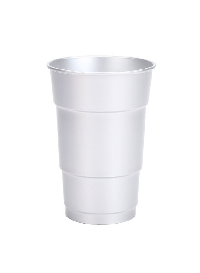 Matte Brushed Alumina Cup Outdoor Crimped Beer Cup Printable Logo Reusable Food Grade Aluminum Cup-Color:Silver-Capacity:500ml - Image 1
