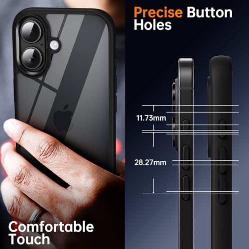 Supdeal Shockproof Clear Case for iPhone 16, [Camera Control Button] [10FT Military Drop Protection] Hard Clear Silicone Edge Four Corner Airbags Protection Phone Cover, 6.1", Black - Image 5