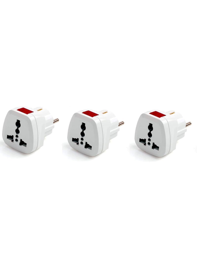 3 MK Adapter three-way socket adapter, 16 amp, with indicator lamp - compatible with most types of sockets - high-quality copper interior, white