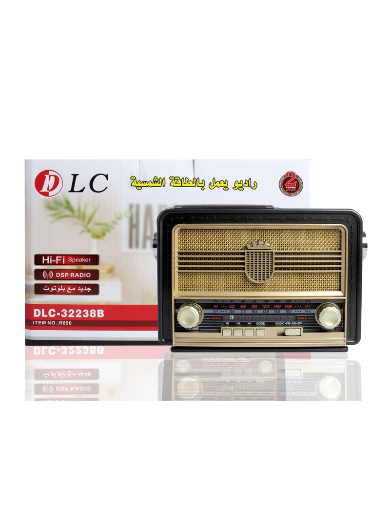 دي إل سي  راديو بلوتوث محمول يعمل على طاقة شمسية مع مصباح يدويDLC-32238B - Image 1