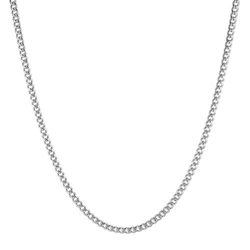 HZMAN 5mm Cuban Chain for Men Stainless Steel Men's Silver Chain Diamond Cut Hip Hop Link Chains Necklace 16-30 Inch (20in) - Image 1