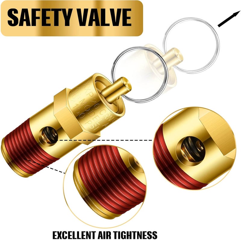 Bonuci صمام أمان بونوتشي 4 قطع 1/4" ذكر NPT صمام تخفيف الضغط لضاغط الهواء (ضغط مجموعة 150 psi) - Image 4