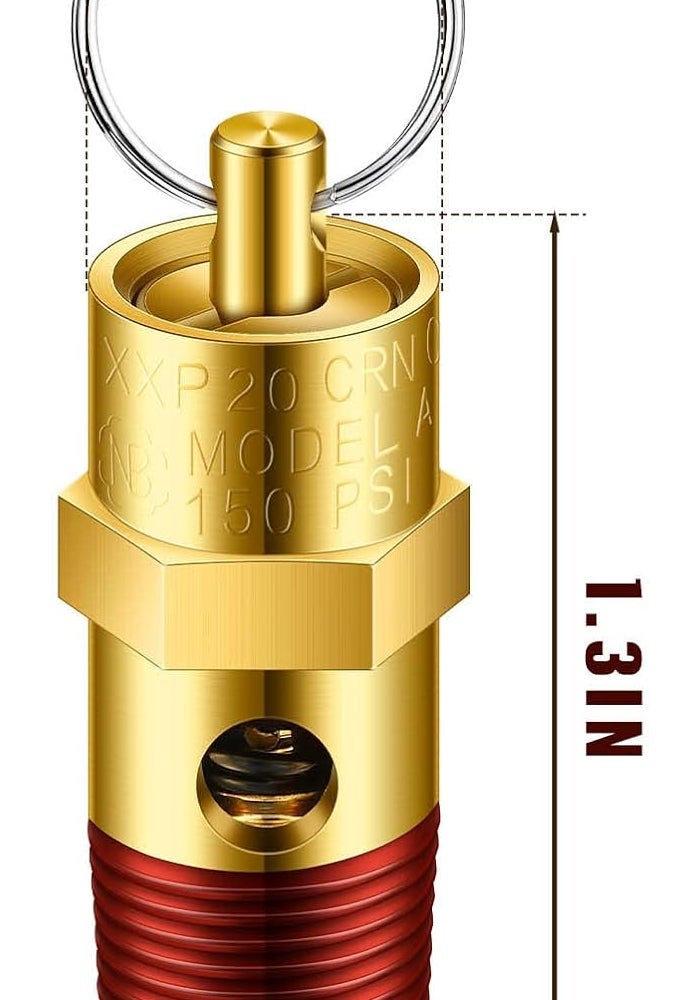 Bonuci صمام أمان بونوتشي 4 قطع 1/4" ذكر NPT صمام تخفيف الضغط لضاغط الهواء (ضغط مجموعة 150 psi) - Image 2