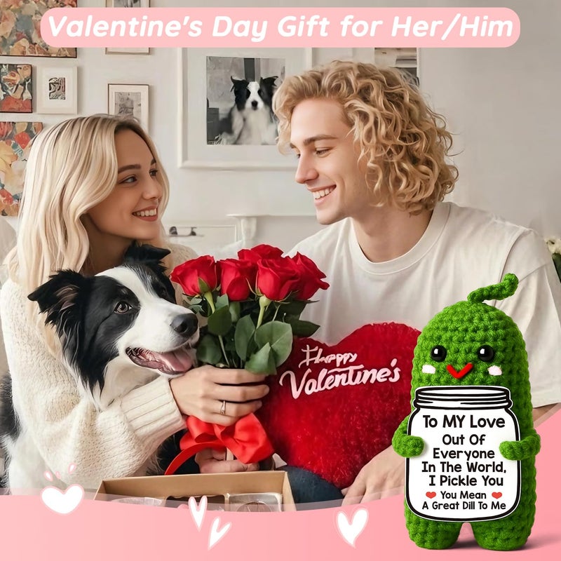 MAMAGIFTREE Valentines Day Gifts for Him Her Boyfriend Girlfriend, Handmade Crochet Pickle Valentines Gifts for Wife Husband, I Love You Birthday Gift To My Love Wedding Anniversary Romantic Gift for Couples - Image 2