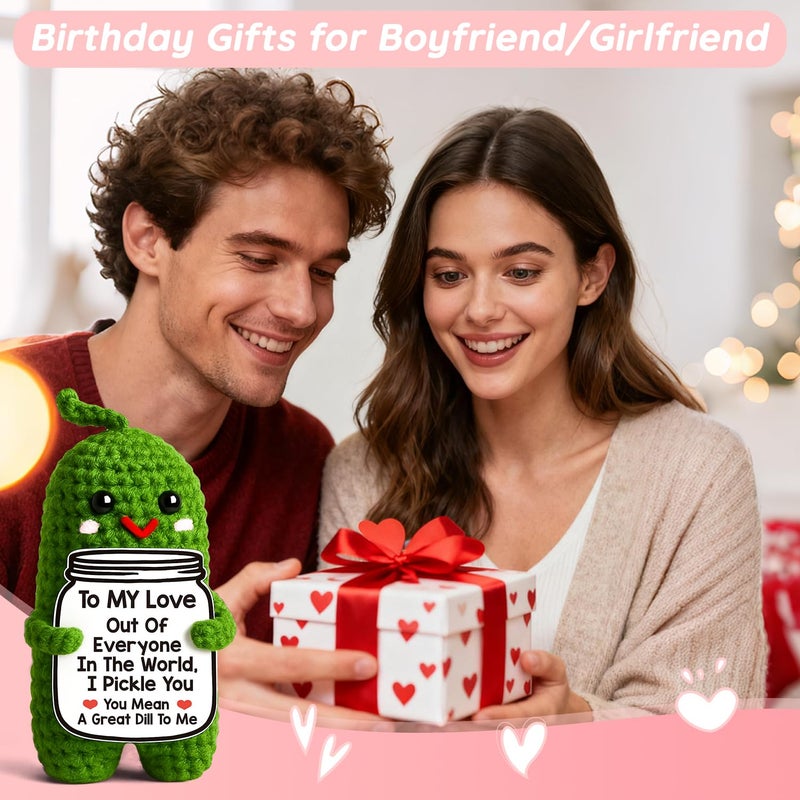 MAMAGIFTREE Valentines Day Gifts for Him Her Boyfriend Girlfriend, Handmade Crochet Pickle Valentines Gifts for Wife Husband, I Love You Birthday Gift To My Love Wedding Anniversary Romantic Gift for Couples - Image 4