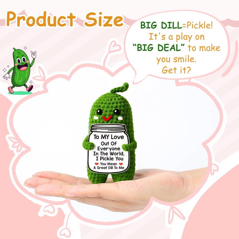 MAMAGIFTREE Valentines Day Gifts for Him Her Boyfriend Girlfriend, Handmade Crochet Pickle Valentines Gifts for Wife Husband, I Love You Birthday Gift To My Love Wedding Anniversary Romantic Gift for Couples - Image 5