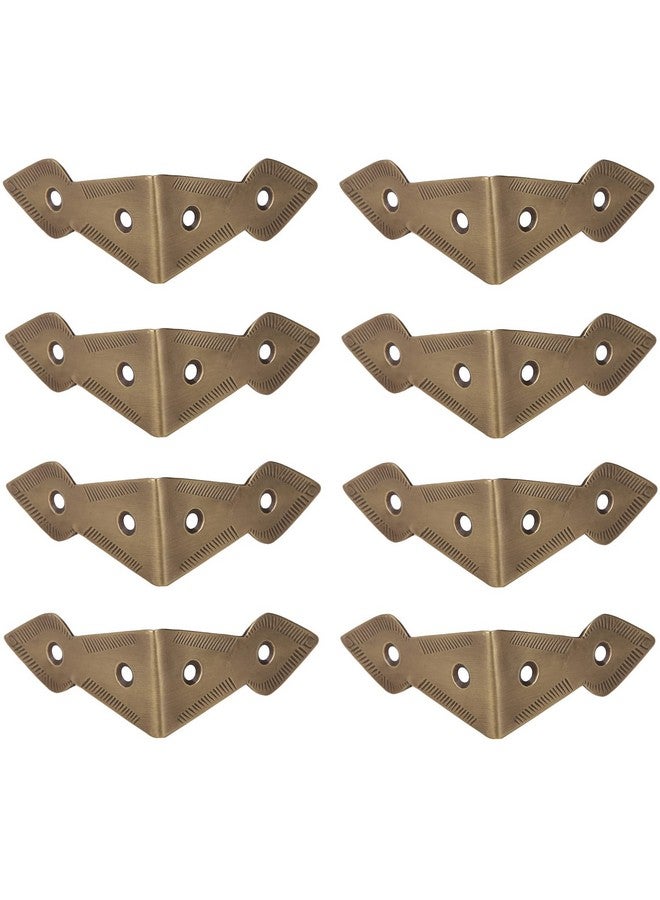 A29 Set of 8, Brass 90 Degree Spade Trunk Corner, Antique Brass Finish, Edge Guard Box Table Cabinet Trunk Corner Protector, Decorative Corner Brackets - Image 1