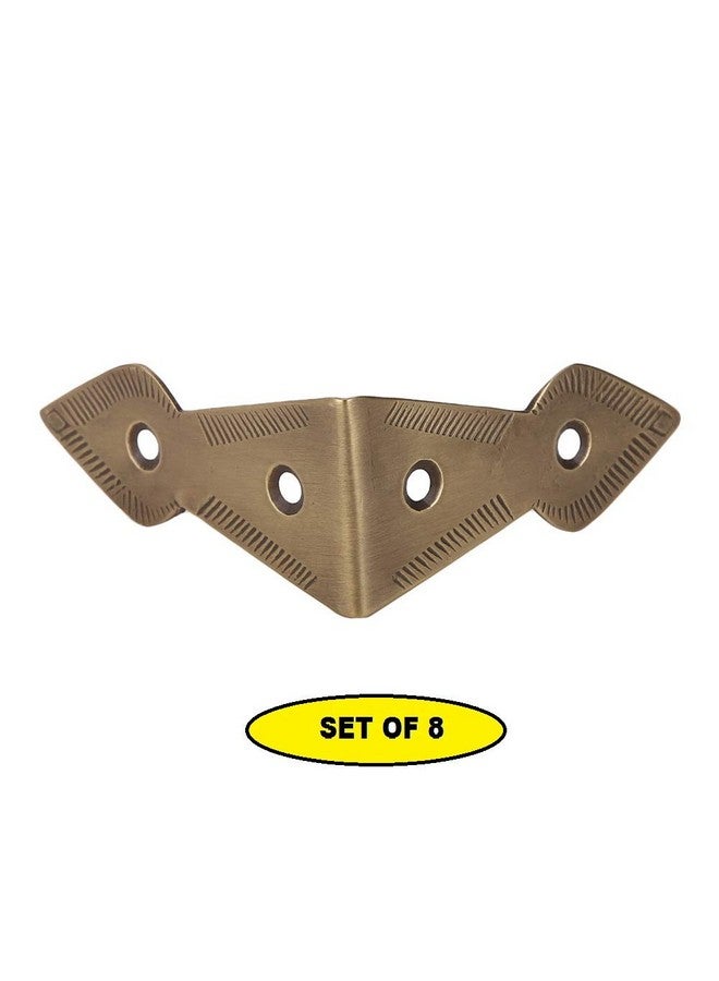 A29 Set of 8, Brass 90 Degree Spade Trunk Corner, Antique Brass Finish, Edge Guard Box Table Cabinet Trunk Corner Protector, Decorative Corner Brackets - Image 2