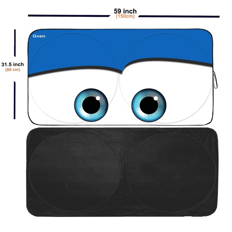 Güvenç Gven Windshield Sun Shade, 2024 Car Sun Shade for Front Windshield Funny Car Eyes Sunshades Sun Visor Protector Blocks UV Rays Foldable 210T Keep Your Vehicle Cool - Image 2